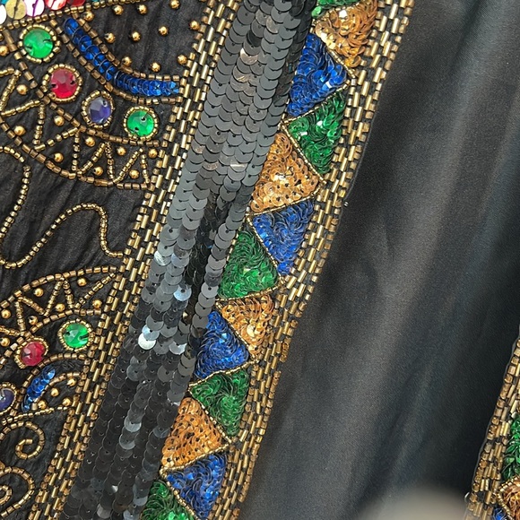 Nikhil Collection Luxury 100% Silk Sequined/Beaded Jacket - Size Large - Picture 6 of 9